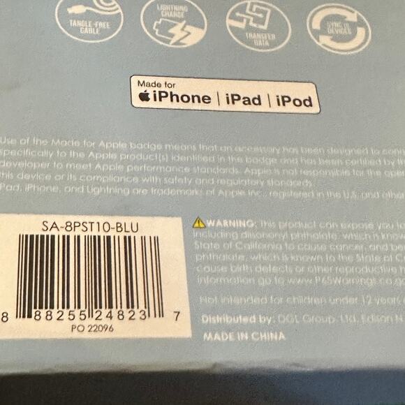 Sarina Pastel Series 10ft USB to Lightning Cable Blue iPhone iPad Charger Cord - Picture 3 of 4